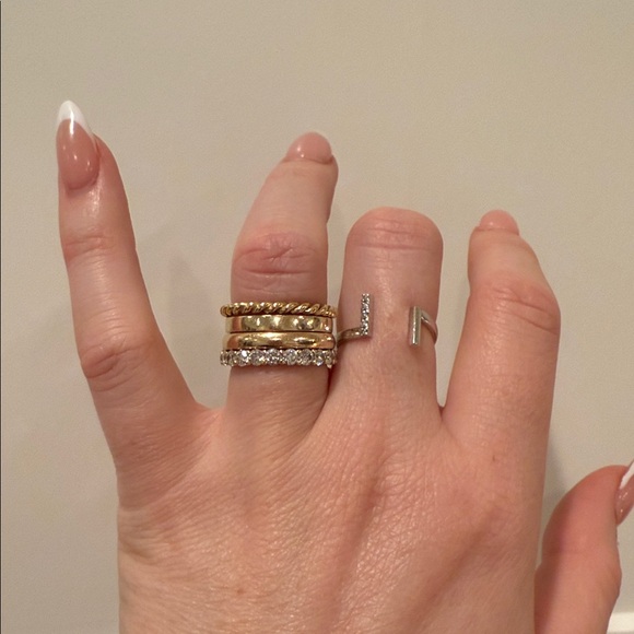 Aurate white gold diamond open line Ring fine jewelry 14k - Picture 4 of 7